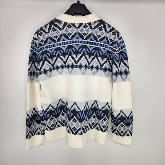 NWT Johnny Was The Fairisle Polo Sweater Wool/Cashmere Ecru Large - Picture 8 of 13